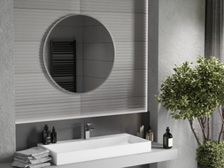 Mexen Loft 80 cm round bathroom mirror, inox frame - 9850-080-080-000-10