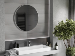 Mexen Loft round bathroom mirror 80 cm, inox frame - 9850-080-080-000-10
