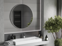 Mexen Loft bathroom mirror round 90 cm, inox frame - 9850-090-090-000-10