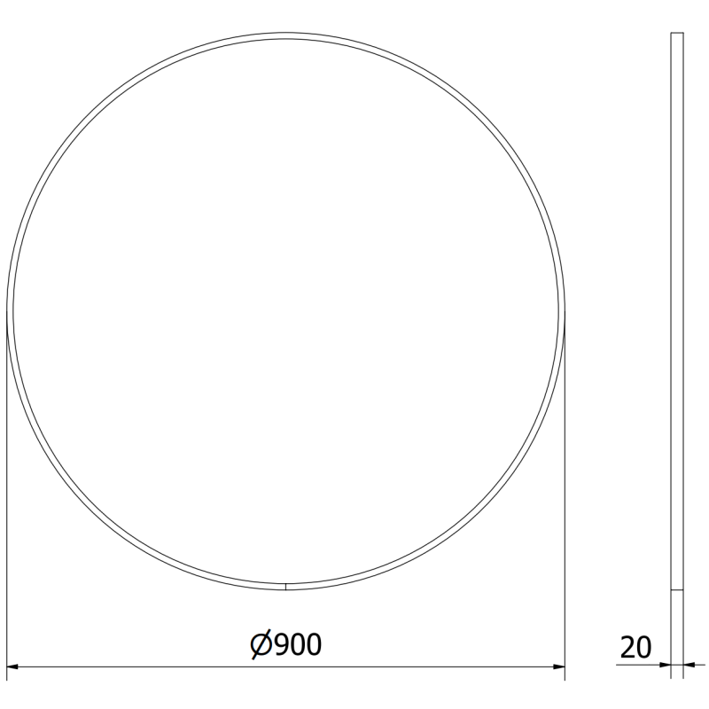 Mexen Loft round bathroom mirror 90 cm, inox frame - 9850-090-090-000-10