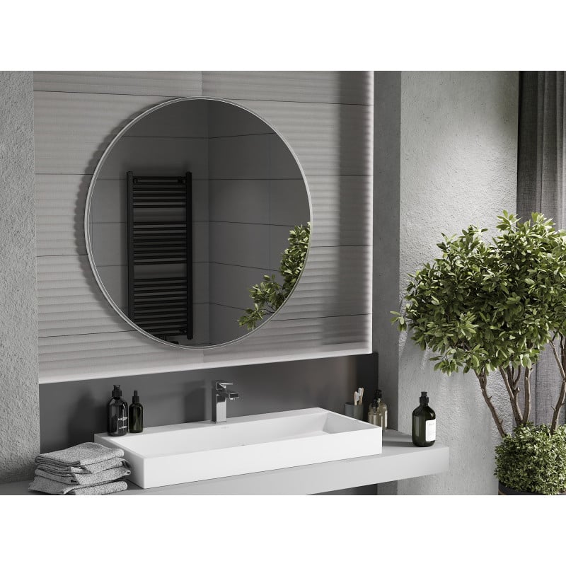 Mexen Loft round bathroom mirror 100 cm, inox frame - 9850-100-100-000-10