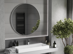 Mexen Loft bathroom mirror round 100 cm, inox frame - 9850-100-100-000-10