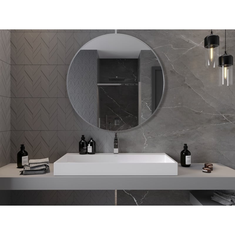 Mexen Loft round bathroom mirror 100 cm, inox frame - 9850-100-100-000-10