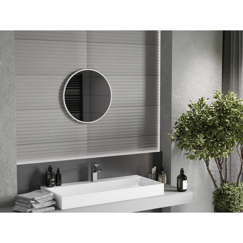 Mexen Loft bathroom mirror round 30 cm, white frame - 9850-030-030-000-20