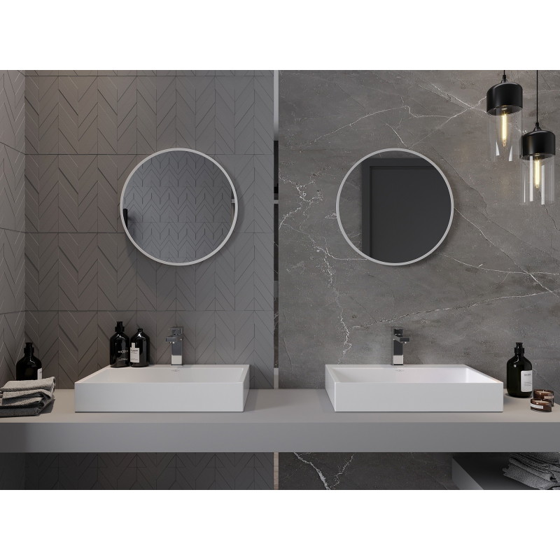 Mexen Loft bathroom mirror round 30 cm, white frame - 9850-030-030-000-20