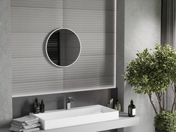 Mexen Loft bathroom mirror round 40 cm, white frame - 9850-040-040-000-20