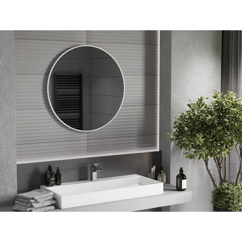 Mexen Loft round bathroom mirror 80 cm, white frame - 9850-080-080-000-20