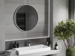 Mexen Loft round bathroom mirror 80 cm, white frame - 9850-080-080-000-20
