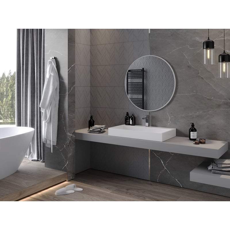 Mexen Loft round bathroom mirror 80 cm, white frame - 9850-080-080-000-20