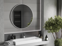 Mexen Loft round bathroom mirror 90 cm, white frame - 9850-090-090-000-20