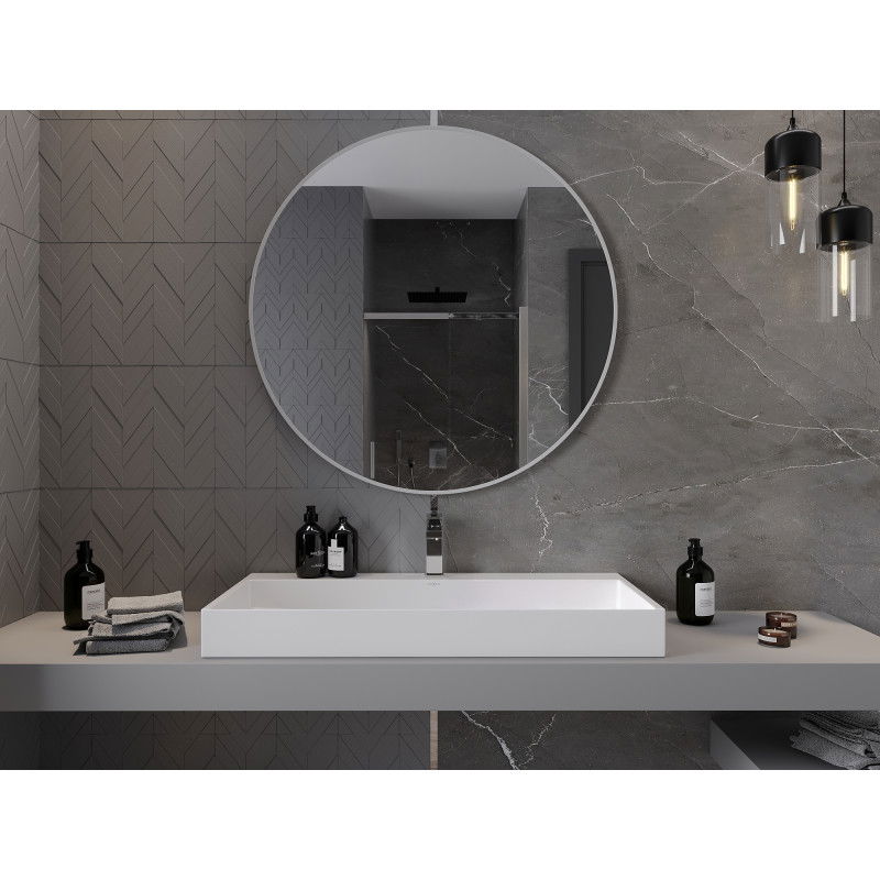 Mexen Loft round bathroom mirror 100 cm, white frame - 9850-100-100-000-20