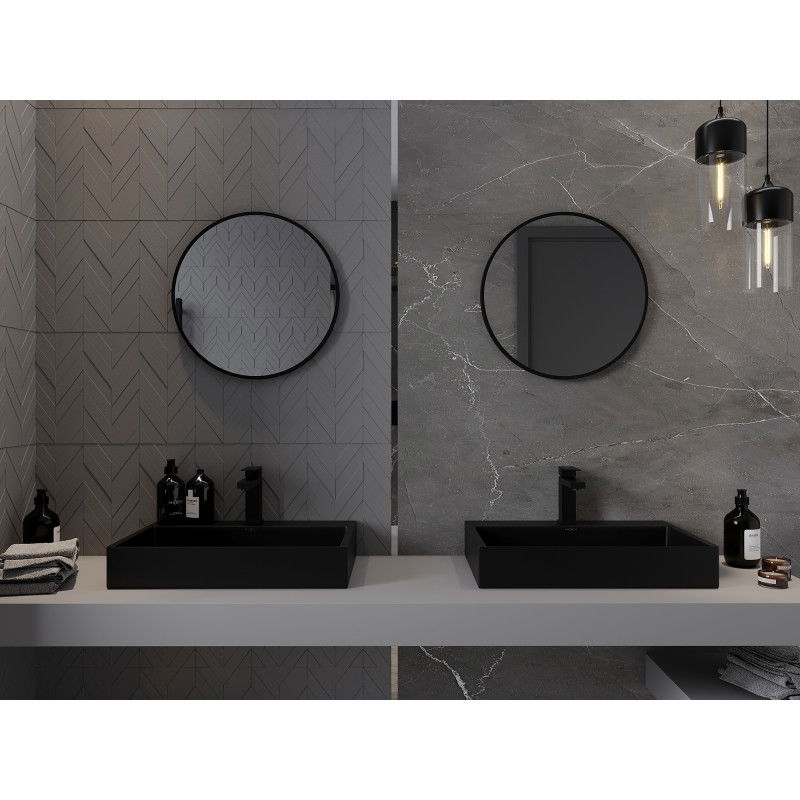 Mexen Loft round bathroom mirror 35 cm, black frame - 9850-035-035-000-70
