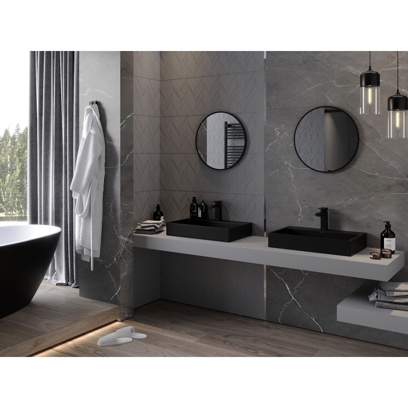 Mexen Loft bathroom mirror round 45 cm, black frame - 9850-045-045-000-70