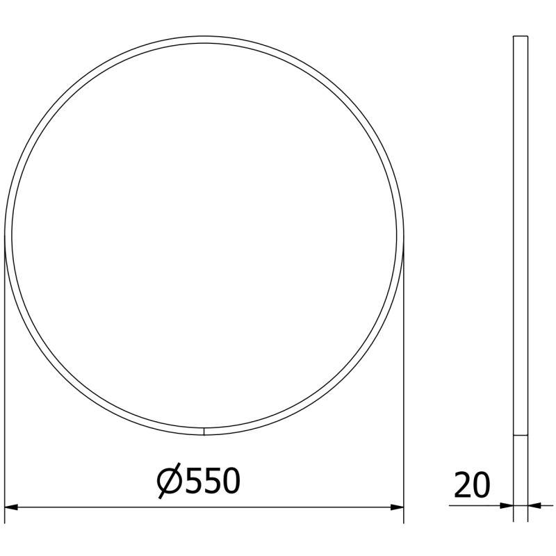 Mexen Loft Round Bathroom Mirror 55 cm, Black Frame - 9850-055-055-000-70