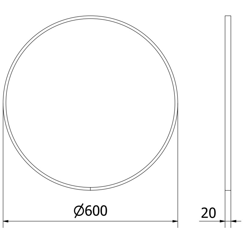 Mexen Loft bathroom mirror round 60 cm, black frame - 9850-060-060-000-70