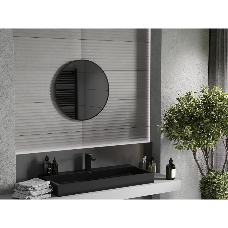 Mexen Loft bathroom mirror round 65 cm, black frame - 9850-065-065-000-70