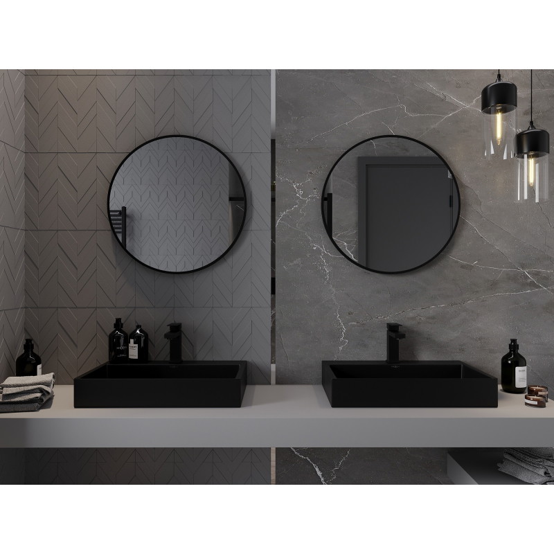 Mexen Loft bathroom mirror round 65 cm, black frame - 9850-065-065-000-70