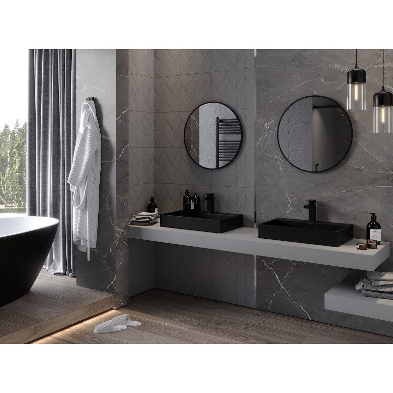Mexen Loft bathroom mirror round 65 cm, black frame - 9850-065-065-000-70