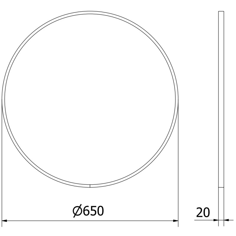 Mexen Loft bathroom mirror round 65 cm, black frame - 9850-065-065-000-70