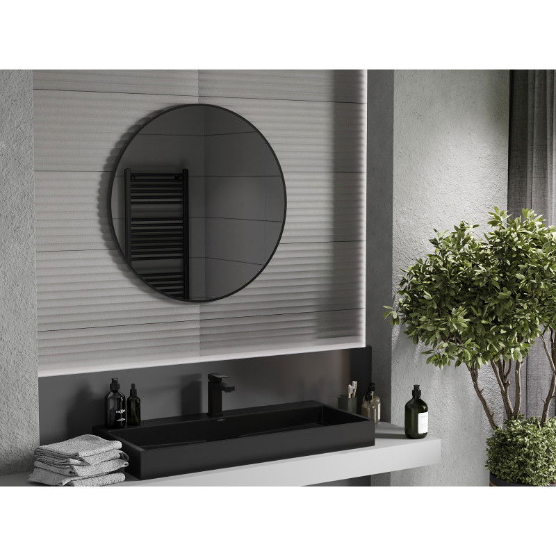 Mexen Loft round bathroom mirror 80 cm, black frame - 9850-080-080-000-70