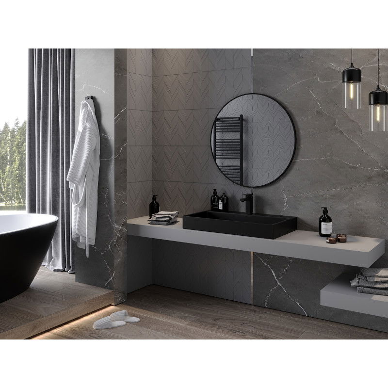 Mexen Loft round bathroom mirror 80 cm, black frame - 9850-080-080-000-70