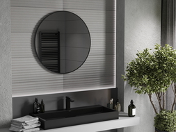 Mexen Loft bathroom mirror round 85 cm, black frame - 9850-085-085-000-70