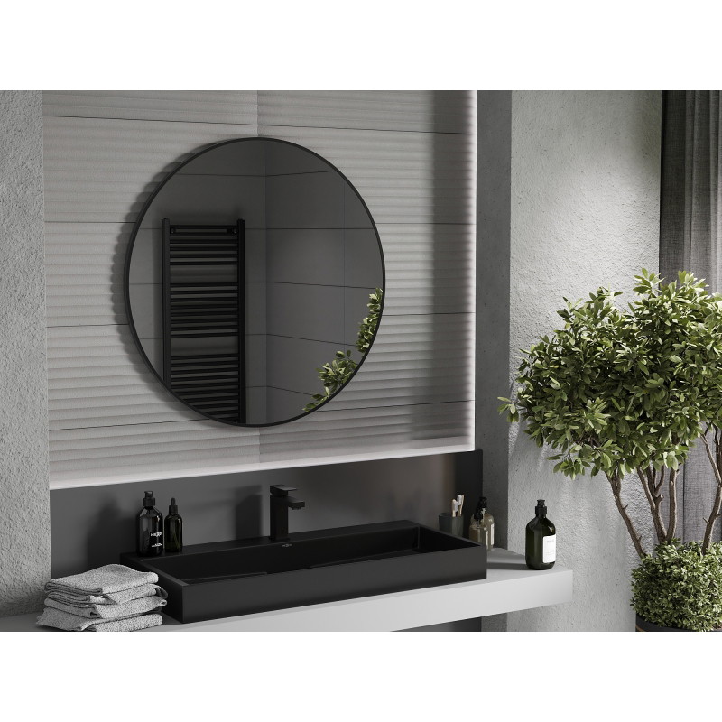 Mexen Loft bathroom mirror round 95 cm, black frame - 9850-095-095-000-70