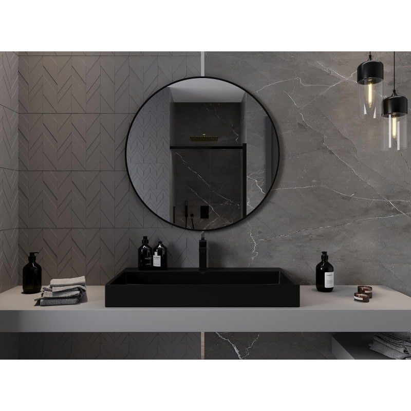 Mexen Loft round bathroom mirror 95 cm, black frame - 9850-095-095-000-70