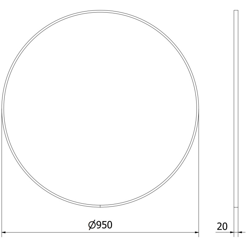 Mexen Loft bathroom mirror round 95 cm, black frame - 9850-095-095-000-70
