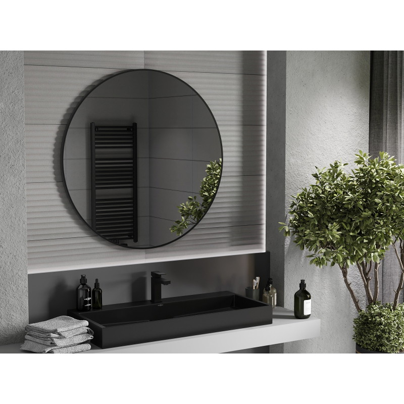 Mexen Loft round 100 cm bathroom mirror, black frame - 9850-100-100-000-70