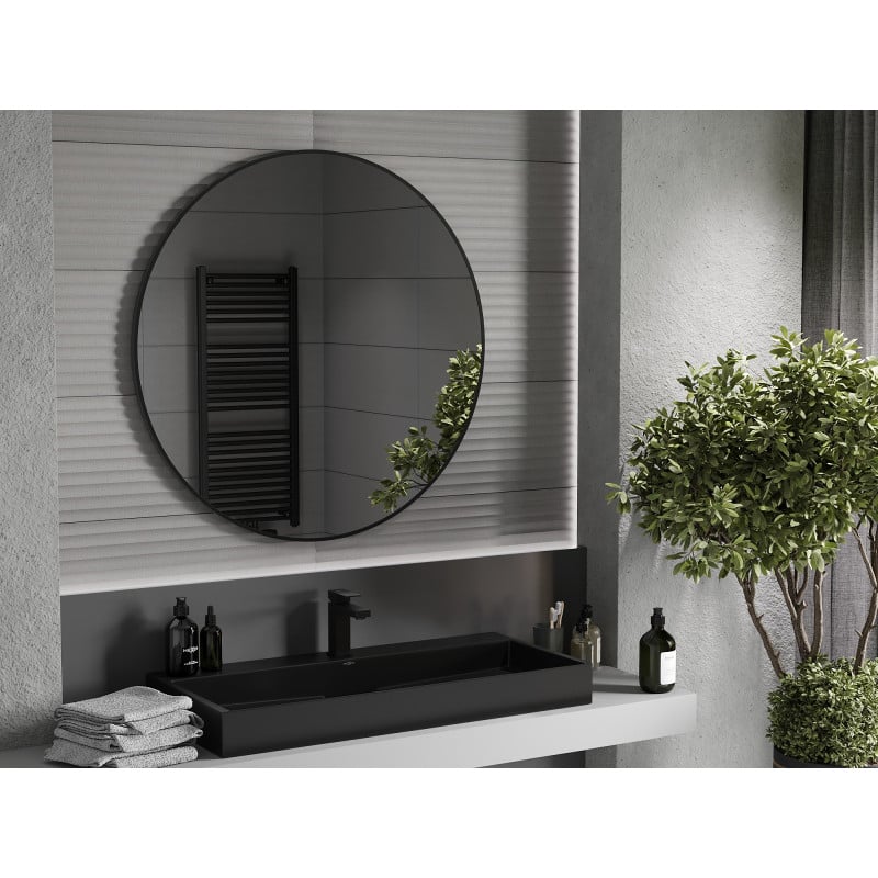 Mexen Loft round bathroom mirror 100 cm, black frame - 9850-100-100-000-70