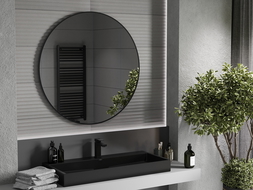 Mexen Loft bathroom mirror round 100 cm, black frame - 9850-100-100-000-70