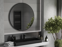 Mexen Loft round 100 cm bathroom mirror, black frame - 9850-100-100-000-70