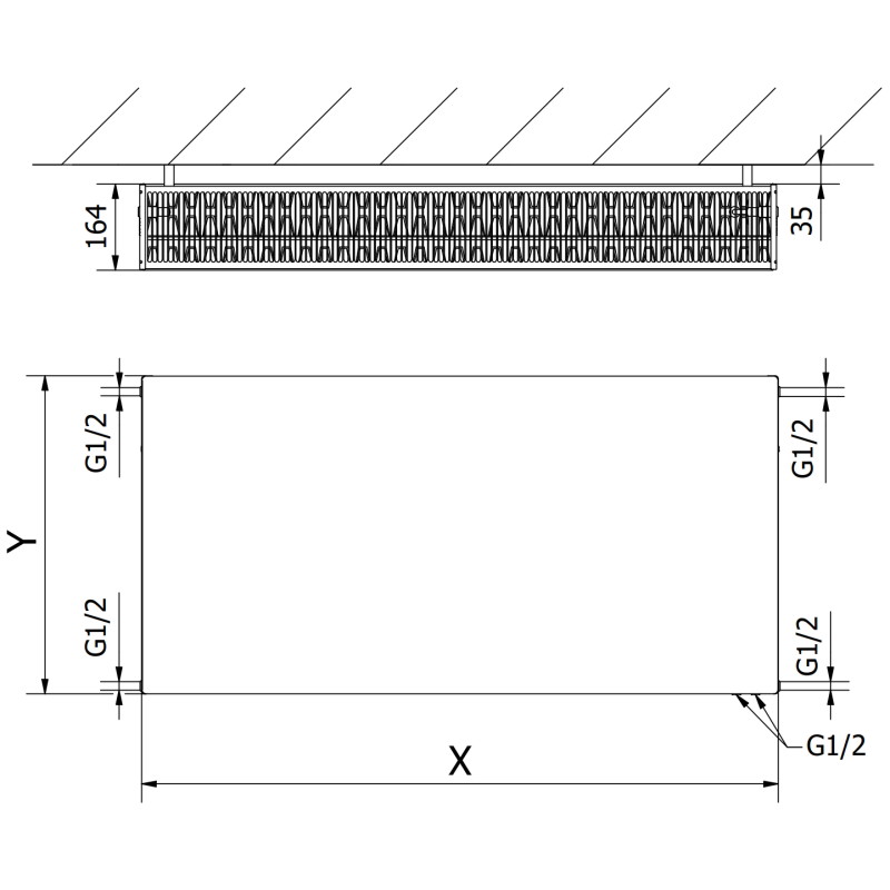 Mexen CVF33 Flat plate radiator 900 x 900 mm, bottom connection, 2701 W, white - W633F-090-090-00