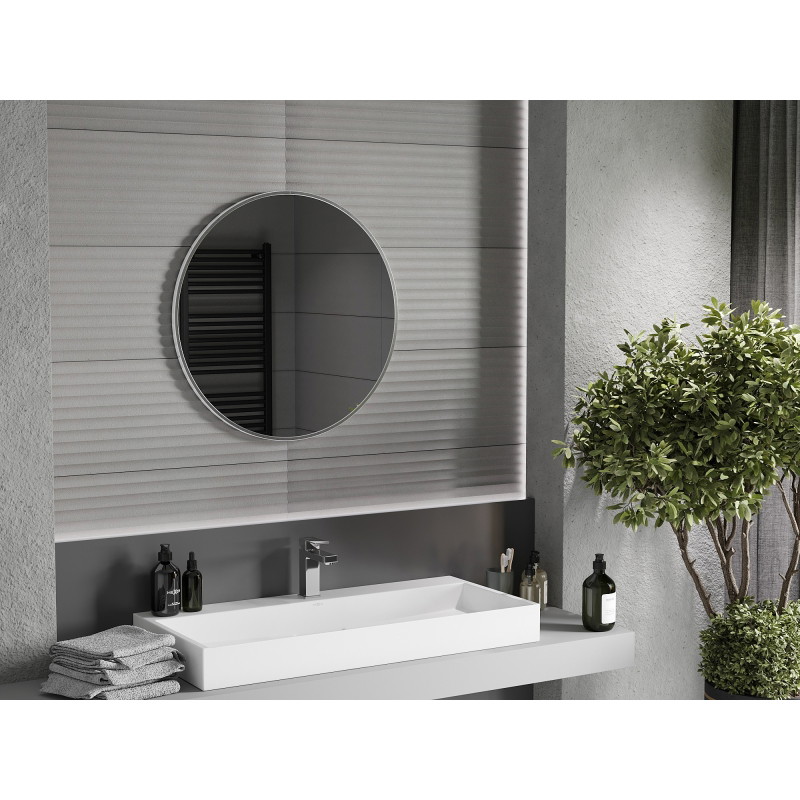 Mexen Loft bathroom mirror round 70 cm, inox frame - 9850-070-070-000-10