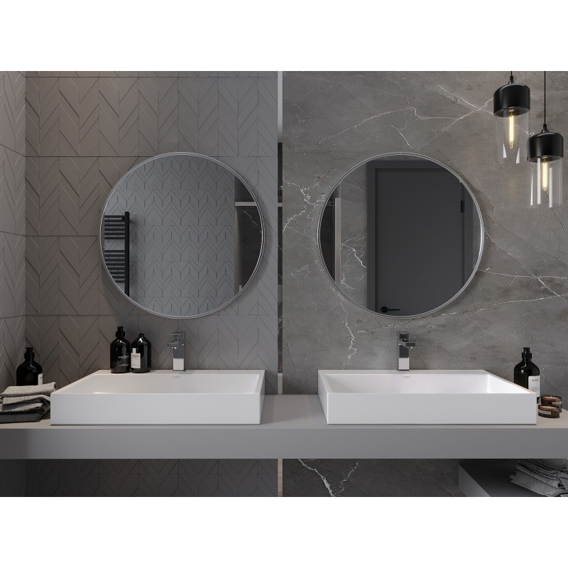 Mexen Loft bathroom mirror round 70 cm, inox frame - 9850-070-070-000-10