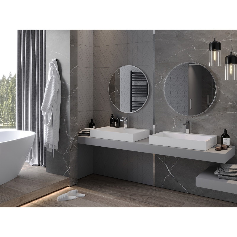 Mexen Loft bathroom mirror round 70 cm, inox frame - 9850-070-070-000-10