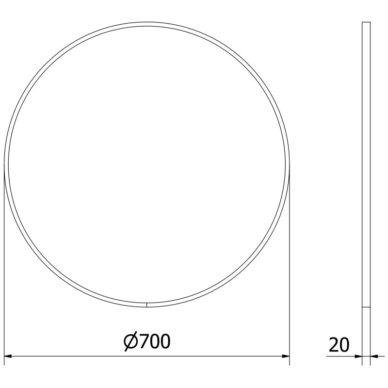 Mexen Loft bathroom mirror round 70 cm, inox frame - 9850-070-070-000-10