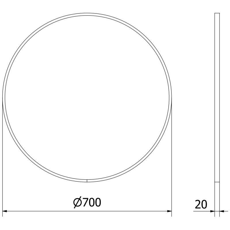 Mexen Loft bathroom mirror round 70 cm, black frame - 9850-070-070-000-70