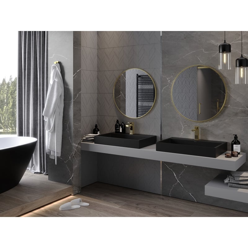 Mexen Loft round bathroom mirror 75 cm, gold frame - 9850-075-075-000-50