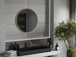 Mexen Loft round bathroom mirror 70 cm, gold frame - 9850-070-070-000-50