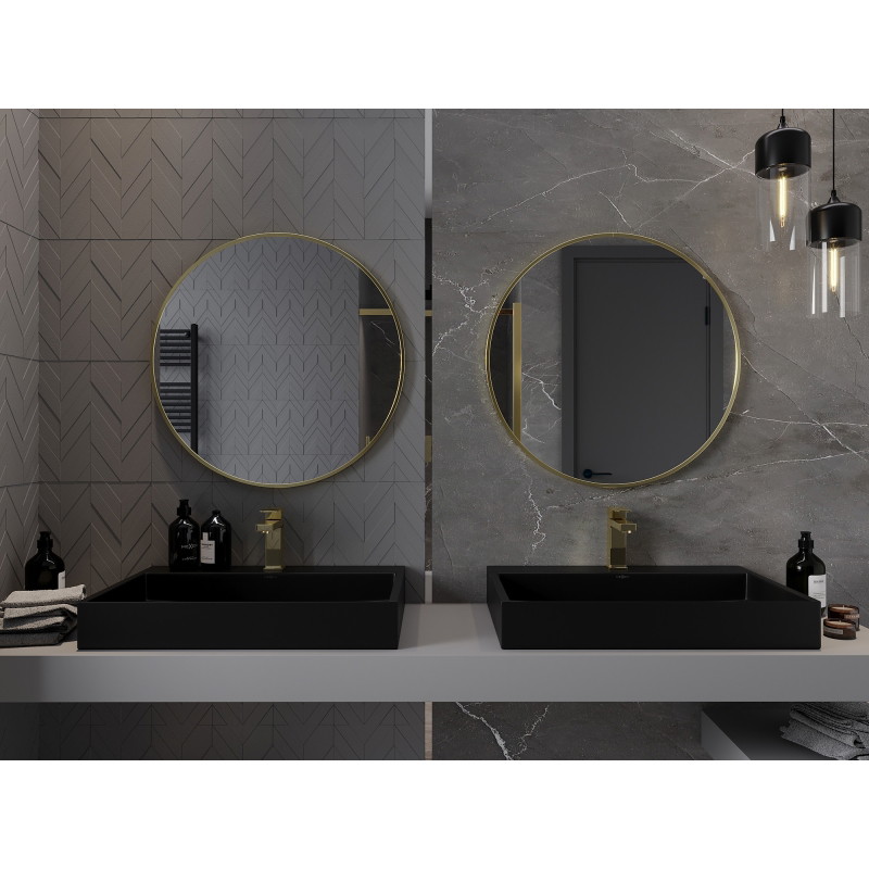 Mexen Loft Round bathroom mirror 70 cm, brushed gold frame - 9850-070-070-000-50