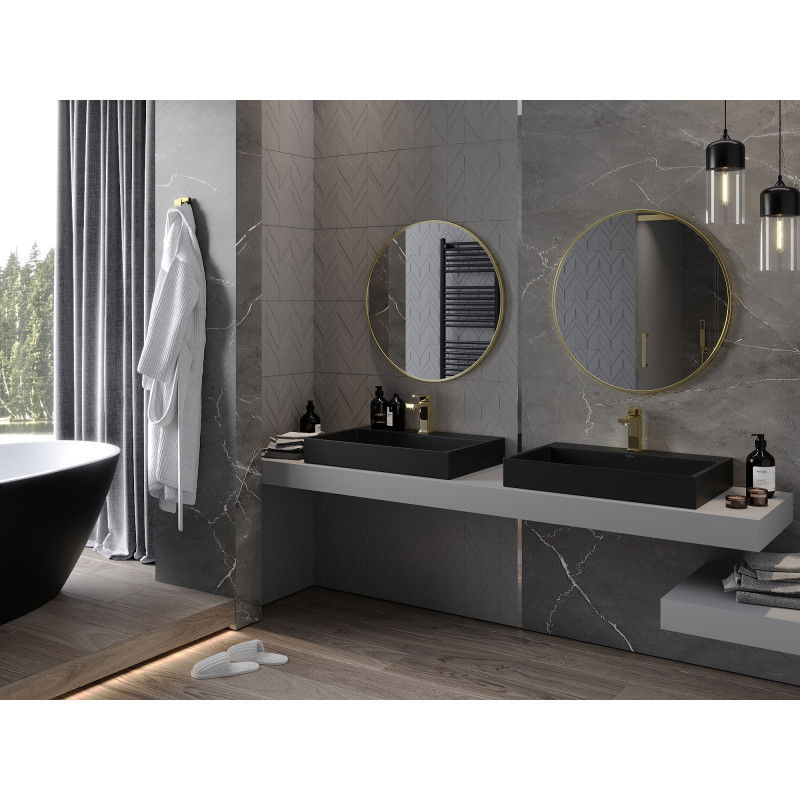 Mexen Loft round bathroom mirror 70 cm, gold frame - 9850-070-070-000-50