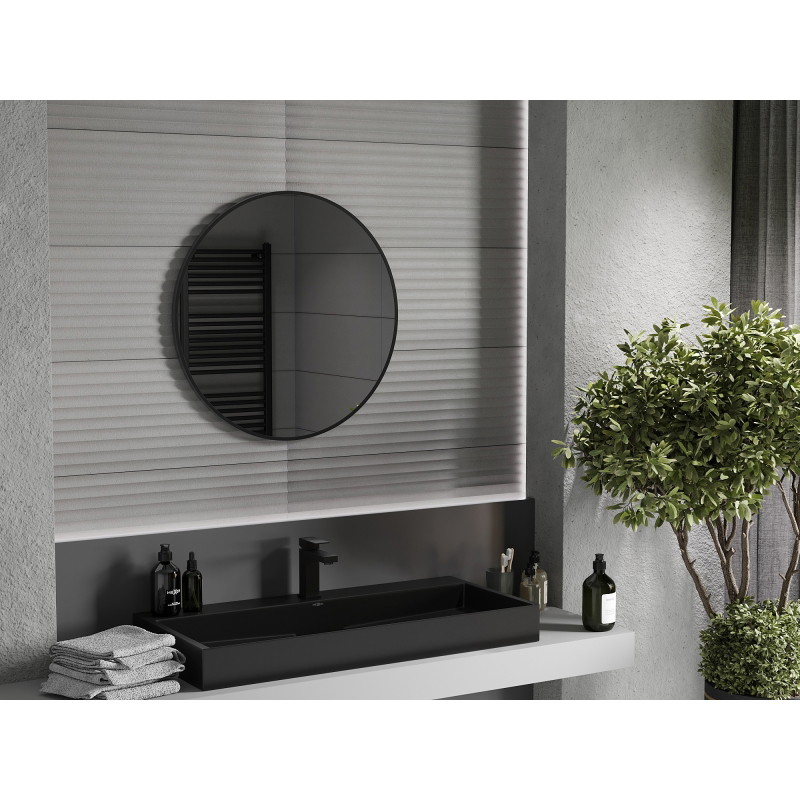 Mexen Loft round bathroom mirror 70 cm, black frame - 9850-070-070-000-70