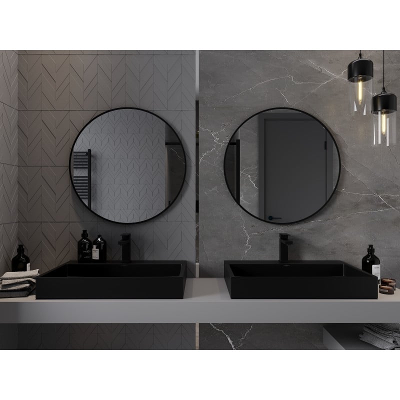 Mexen Loft bathroom mirror round 70 cm, black frame - 9850-070-070-000-70