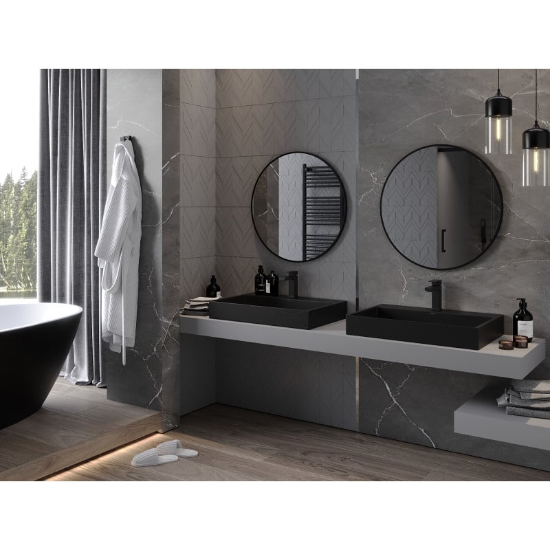 Mexen Loft bathroom mirror round 70 cm, black frame - 9850-070-070-000-70