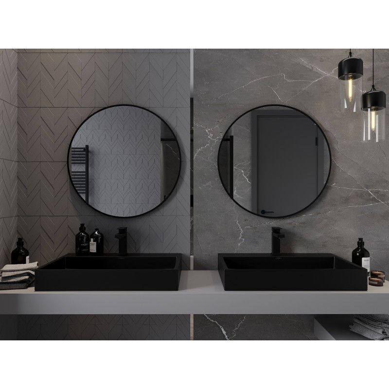 Mexen Loft round bathroom mirror 75 cm, black frame - 9850-075-075-000-70