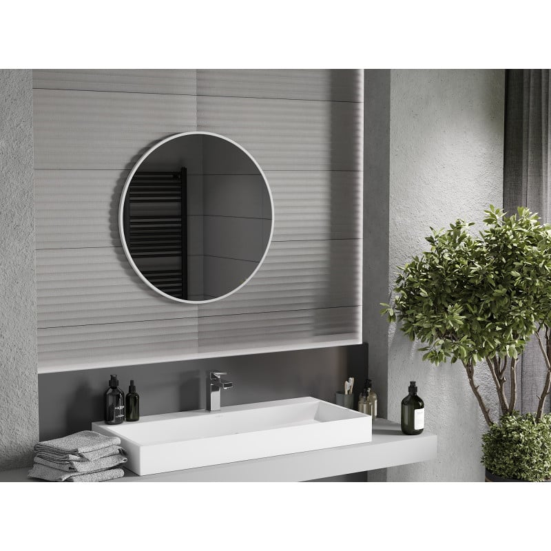 Mexen Loft round bathroom mirror 70 cm, white frame - 9850-070-070-000-20