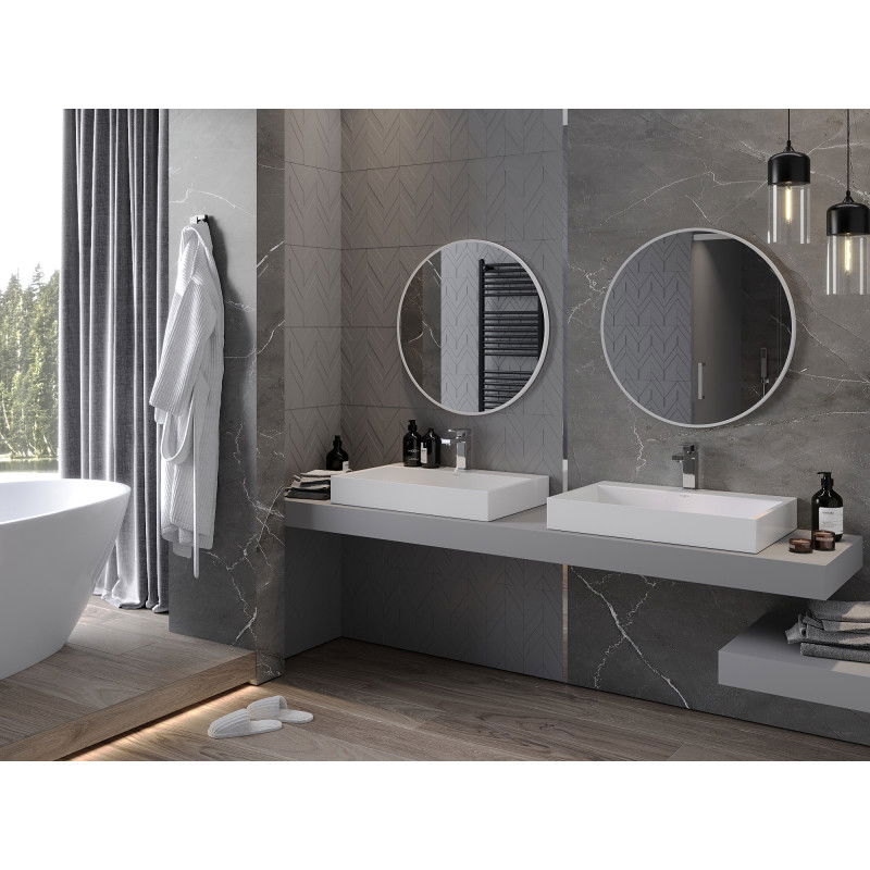 Mexen Loft round bathroom mirror 70 cm, white frame - 9850-070-070-000-20