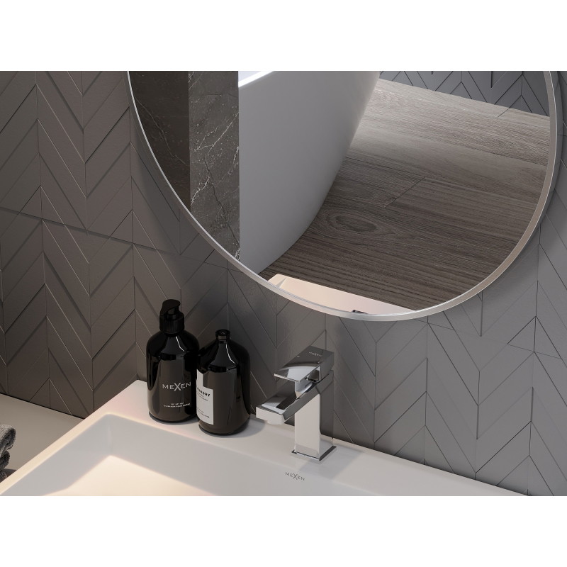 Mexen Loft bathroom mirror round 70 cm, inox frame - 9850-070-070-000-10